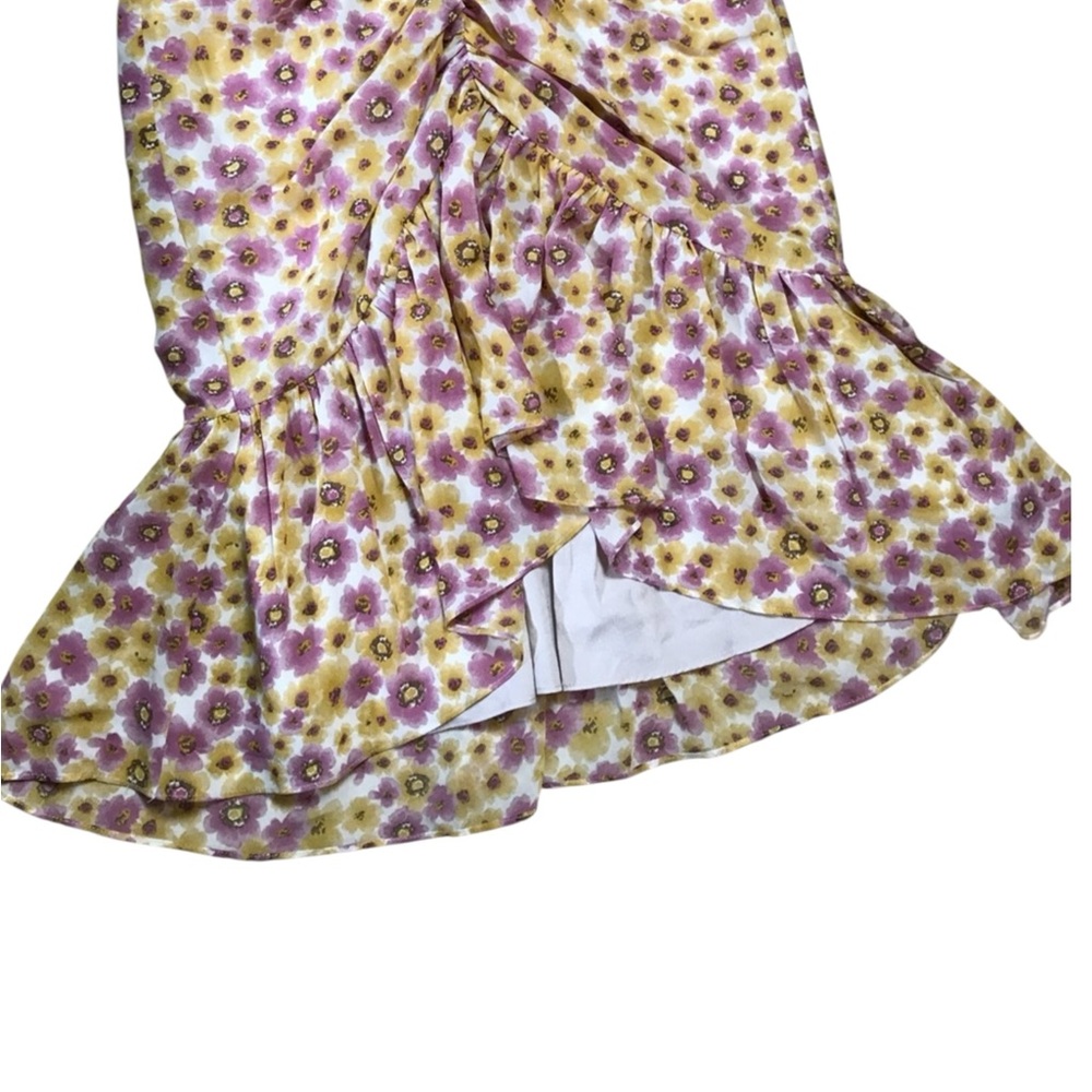 WAYF Daphne pink and yellow floral print midi ruffle dress. MED. COTTAGECORE - Picture 15 of 16
